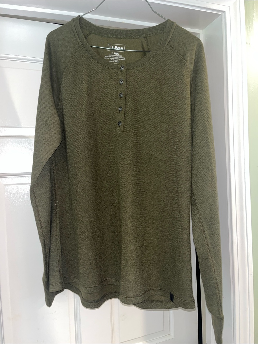 L.L. Bean Olive Thermal Henley Top